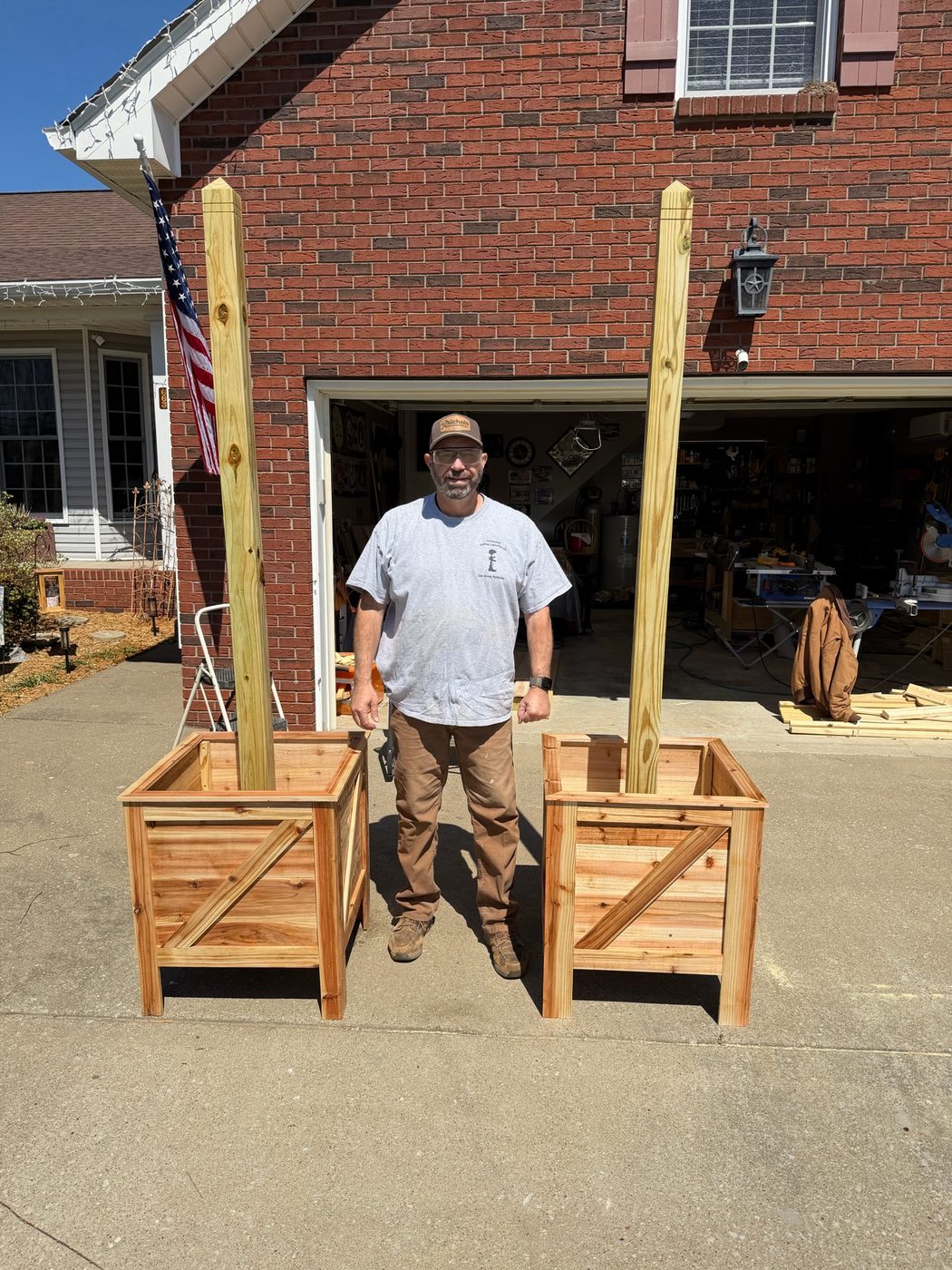 Finished cedar planter boxes ready for delivery