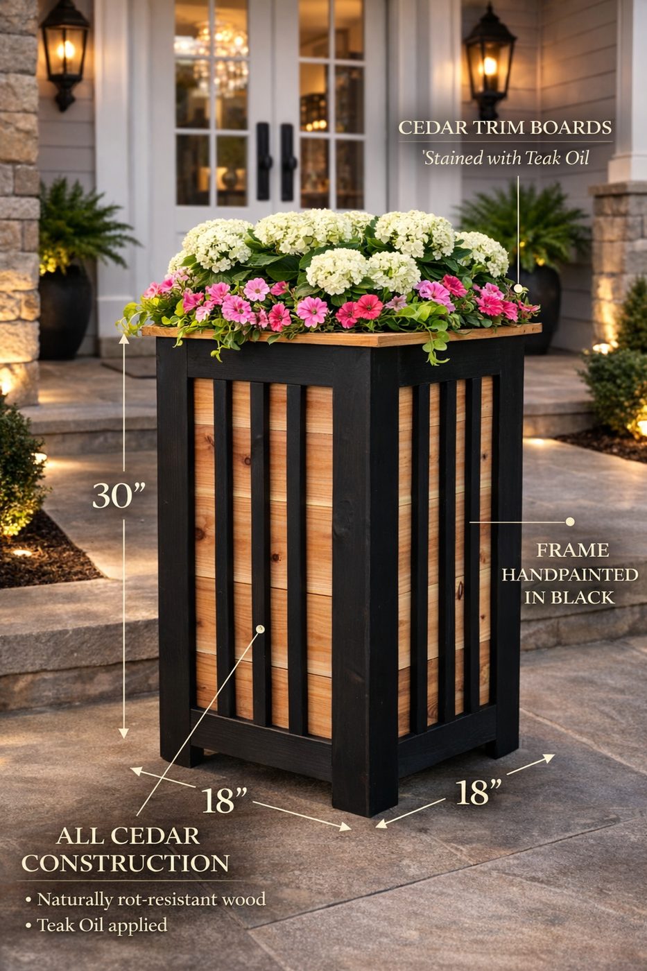 Camden planter on a stone patio