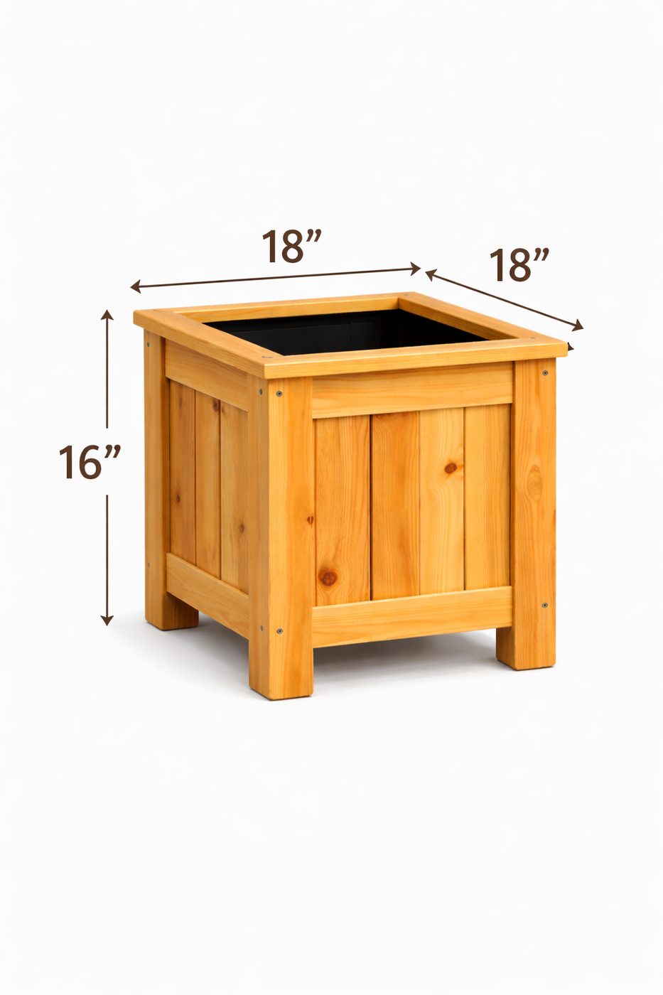 Hudson short planter dimensions: 16 inches tall, 18 by 18 inches
