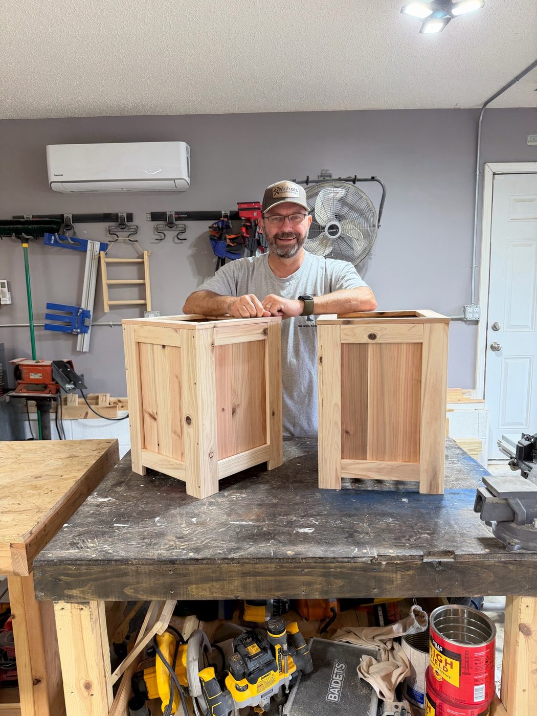 Patrick Nichols in his Clarksville, Tennessee woodworking workshop