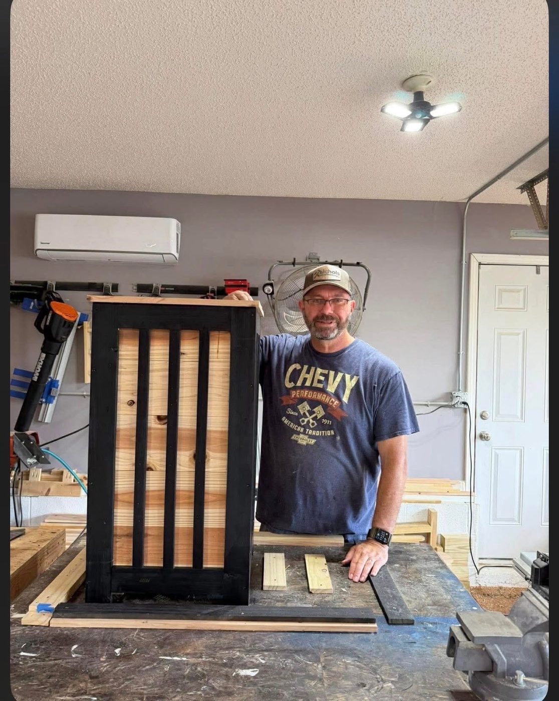Woodworking process in the Nichols Woodworking Co. workshop